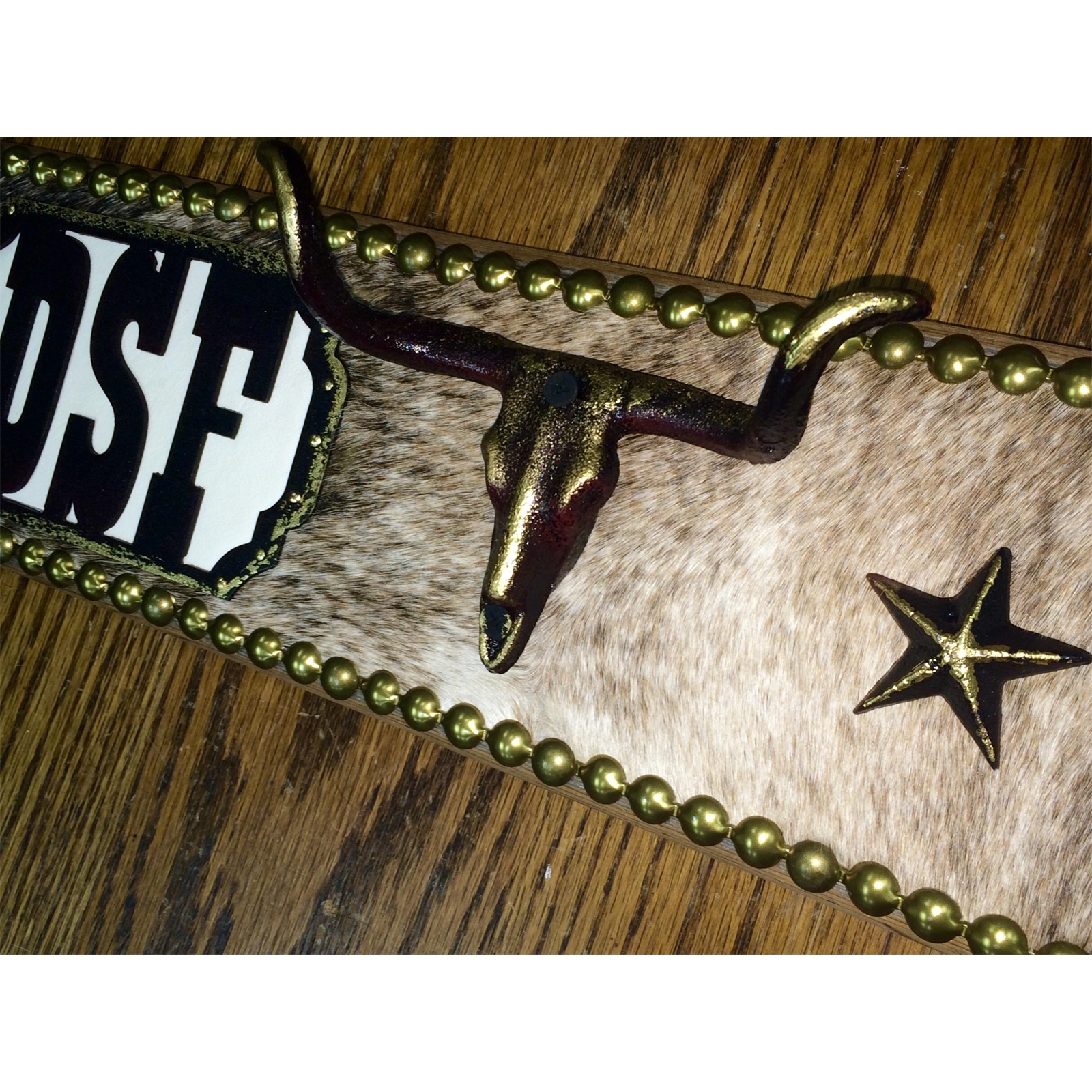  Personalized Western Cowhide Longhorn Hook Rack